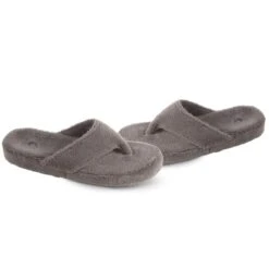 ACORN Womens Spa Thong Slippers - Grey