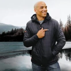 ActionHeat 5V Mens Insulated Puffer Battery Heated Jacket W/ Hood -The Warming Store actionheat 5v battery heated insulated puffer jacket w hood men s 1060