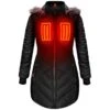 ActionHeat 5V Womens Heated Long Puffer Jacket W/ Hood -The Warming Store actionheat 5v heated long puffer jacket w hood women s pre order ships dec 1st 90