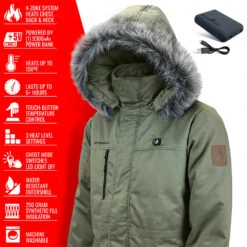 ActionHeat 5V Mens Battery Heated Parka Jacket -The Warming Store actionheat 5v men s battery heated parka jacket 9
