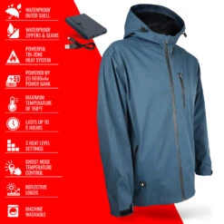 ActionHeat 5V Mens Battery Heated Rain Jacket -The Warming Store actionheat 5v men s battery heated rain jacket 9
