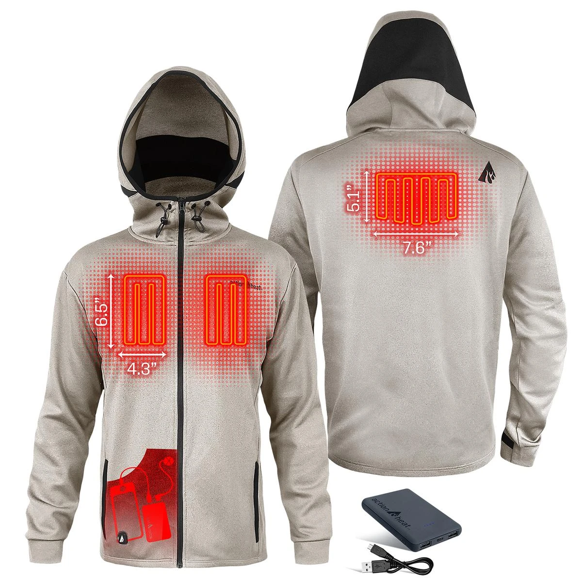ActionHeat 5V Mens Slim Fit Battery Heated Hoodie 5 ActionHeat 5V Mens Slim Fit Battery Heated Hoodie - Image 3