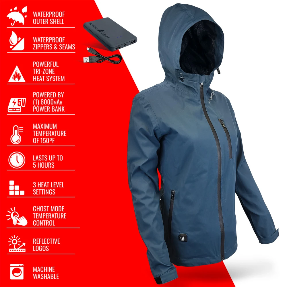ActionHeat 5V Womens Battery Heated Rain Jacket 6 ActionHeat 5V Womens Battery Heated Rain Jacket - Image 4