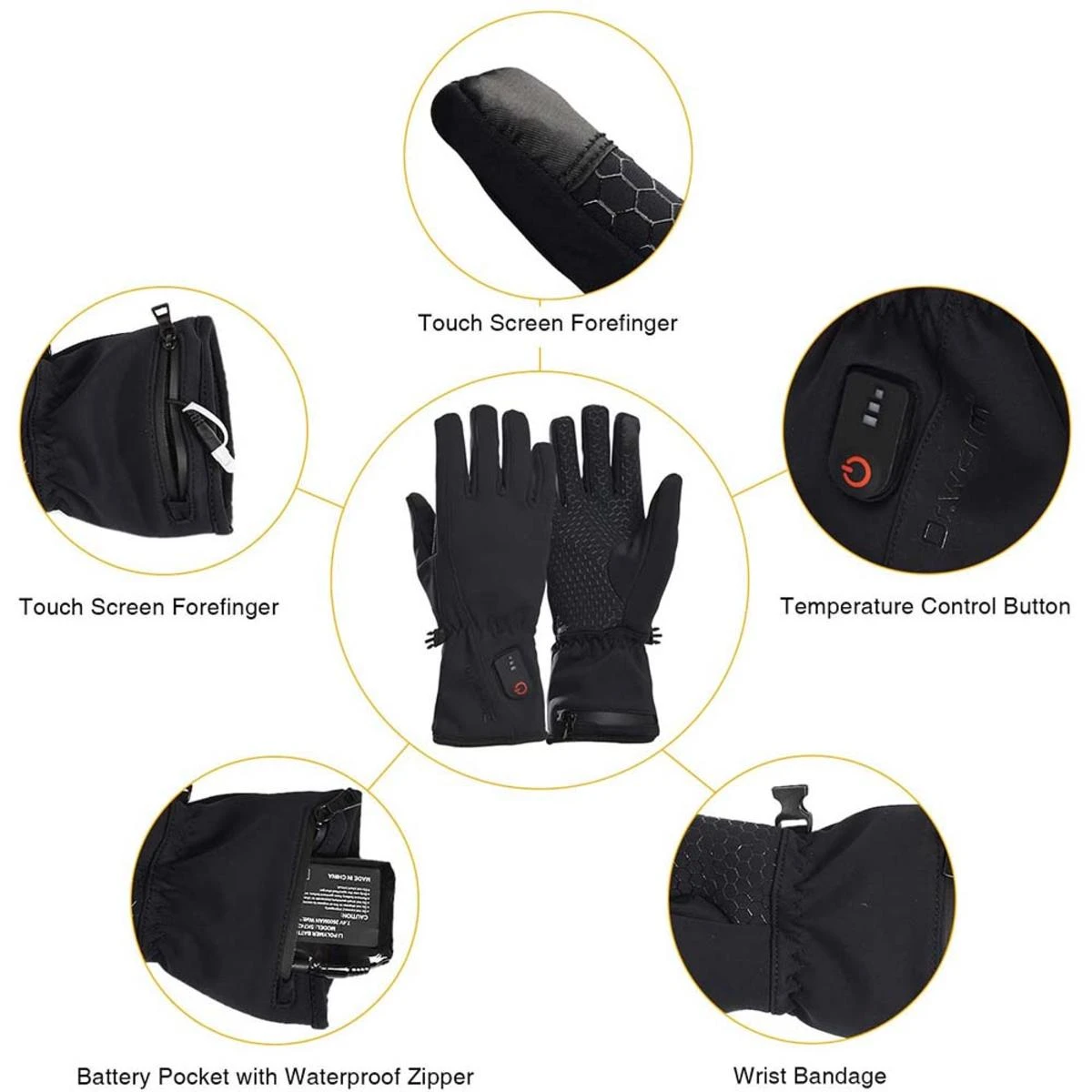 Dr.Warm Unisex Windproof Touchscreen Anti-Skip Rechargeable Heated Gloves Liners 6 Dr.Warm Unisex Windproof Touchscreen Anti-Skip Rechargeable Heated Gloves Liners - Image 4