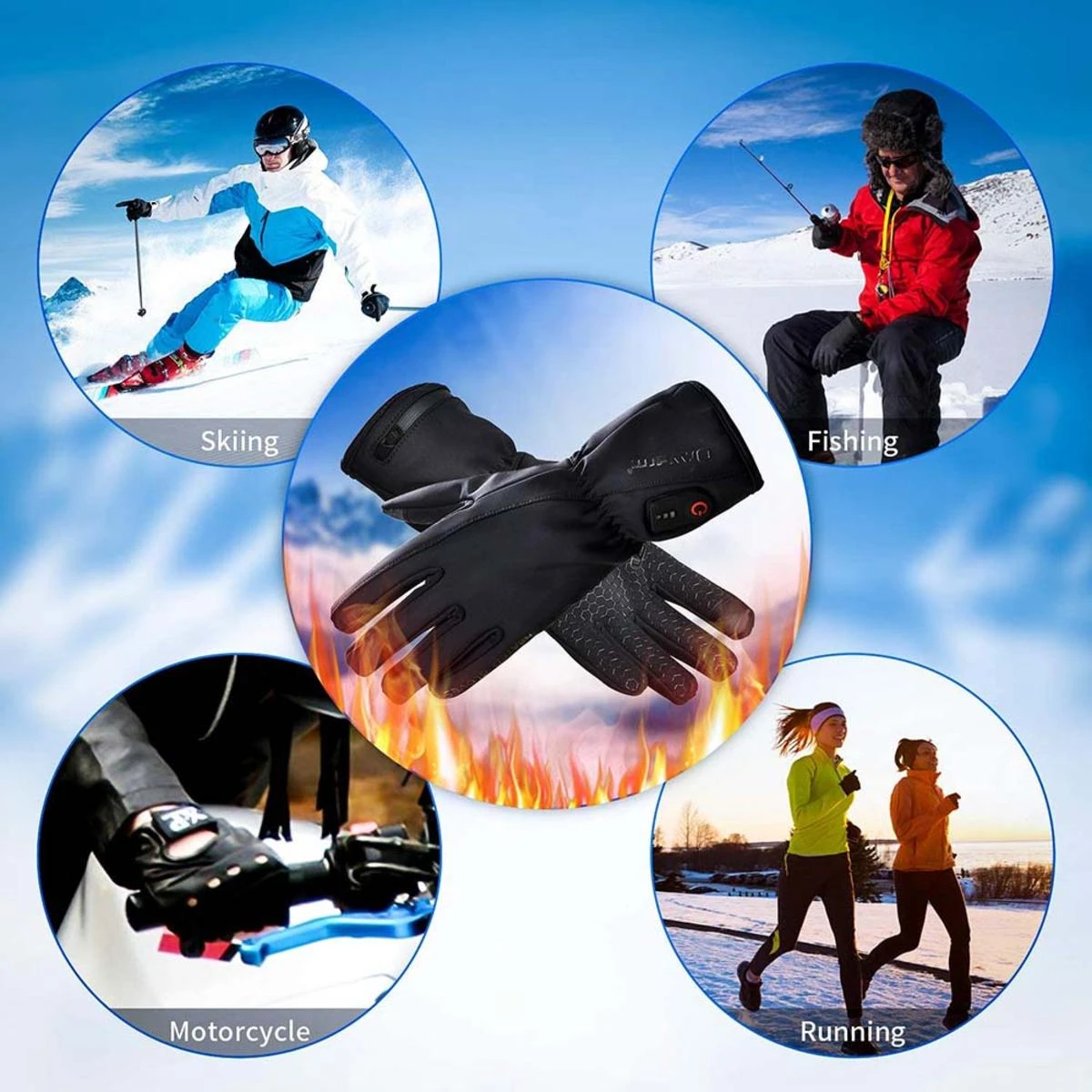 Dr.Warm Unisex Windproof Touchscreen Anti-Skip Rechargeable Heated Gloves Liners 7 Dr.Warm Unisex Windproof Touchscreen Anti-Skip Rechargeable Heated Gloves Liners - Image 5