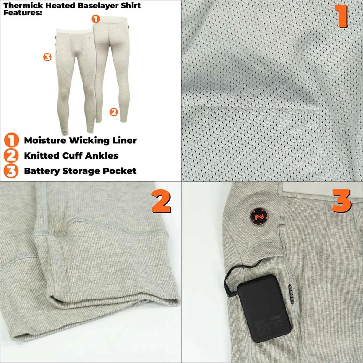 Fieldsheer Mobile Warming 7.4V Mens Thermick Baselayer Heated Pant - Previous Generation 6 Fieldsheer Mobile Warming 7.4V Mens Thermick Baselayer Heated Pant - Previous Generation - Image 4