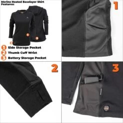 Fieldsheer Mobile Warming 7.4V Womens Merino Baselayer Heated Shirt -The Warming Store fieldsheer mobile warming 7 4v women s merino baselayer heated shirt 12