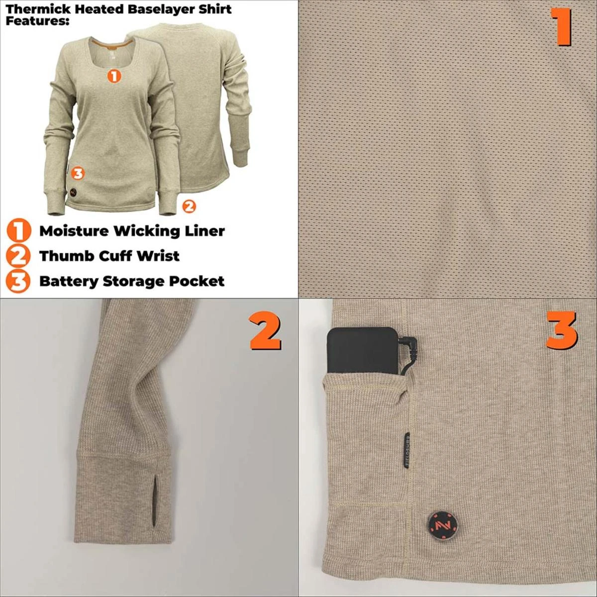 Fieldsheer Mobile Warming 7.4V Womens Thermick Baselayer Heated Shirt - Previous Generation 6 Fieldsheer Mobile Warming 7.4V Womens Thermick Baselayer Heated Shirt - Previous Generation - Image 4