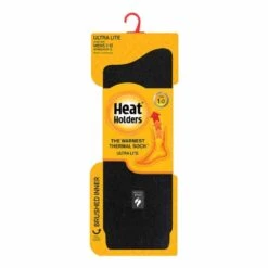 Heat Holders Mens Ultra Lite Cardinal Solid Crew Socks - Black -The Warming Store heat holders men s ultra lite cardinal solid crew socks black 6