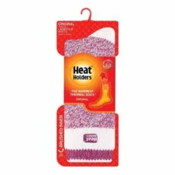 Heat Holders Womens Snowdrop Original Cream Block Twist Crew Socks - Berry -The Warming Store heat holders women s snowdrop original cream block twist crew socks berry 6