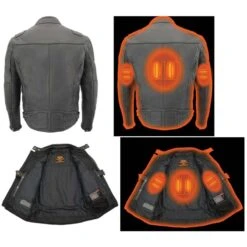 Milwaukee Leather 7.4V Mens True All Seasons Leather Jacket With Heated And Cool Technology -The Warming Store milwaukee leather 7 4v men s true all seasons leather jacket with heated and cool technology 101