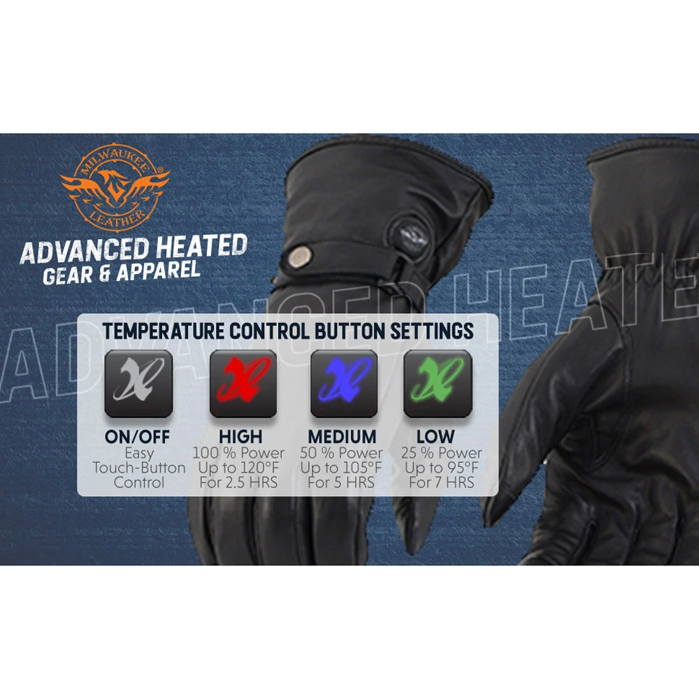 Milwaukee Leather Mens 7V Leather Heated Winter Gloves 9 Milwaukee Leather Mens 7V Leather Heated Winter Gloves - Image 7
