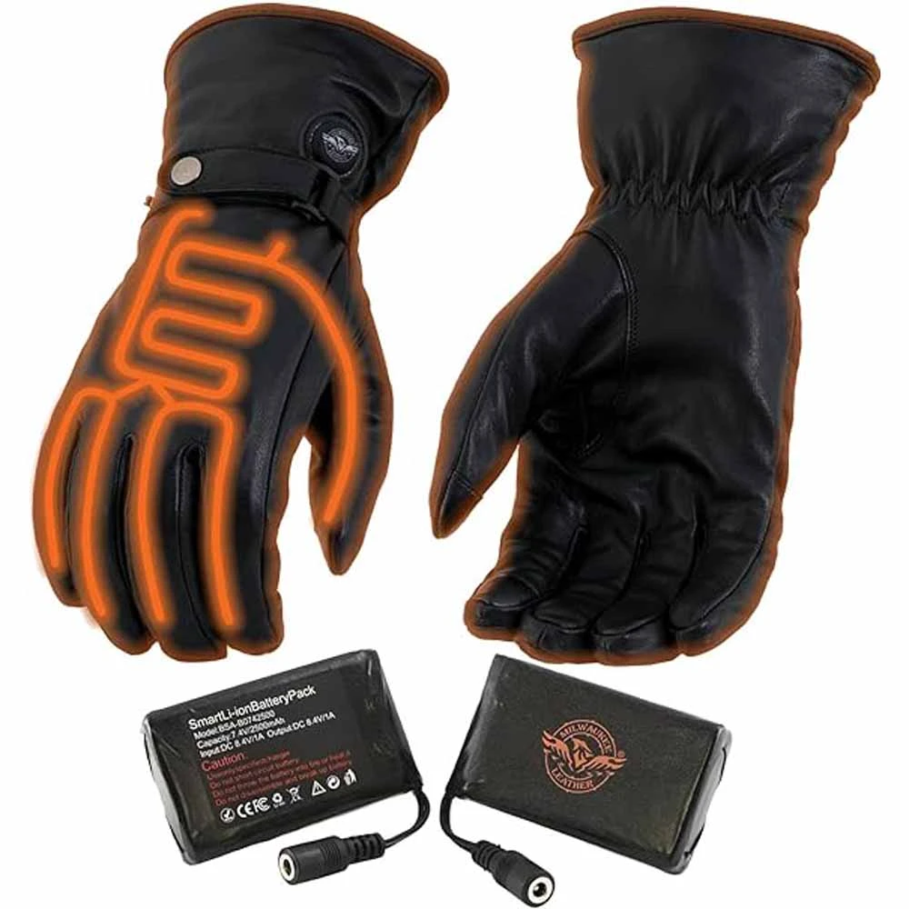 Milwaukee Leather Mens 7V Leather Heated Winter Gloves 3 Milwaukee Leather Mens 7V Leather Heated Winter Gloves