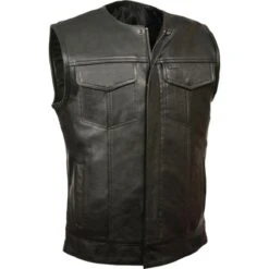 Milwaukee Leather Mens Collarless Snap/Zip Front Club Vest