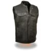 Milwaukee Leather Mens Open Neck Snap/Zip Front Club Style Vest