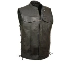 Milwaukee Leather Mens Side Lace Snap/Zip Front Club Vest