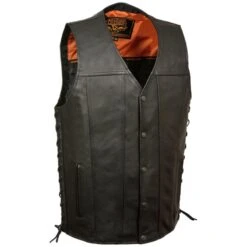 Milwaukee Leather Mens Straight Bottom Side Lace Vest