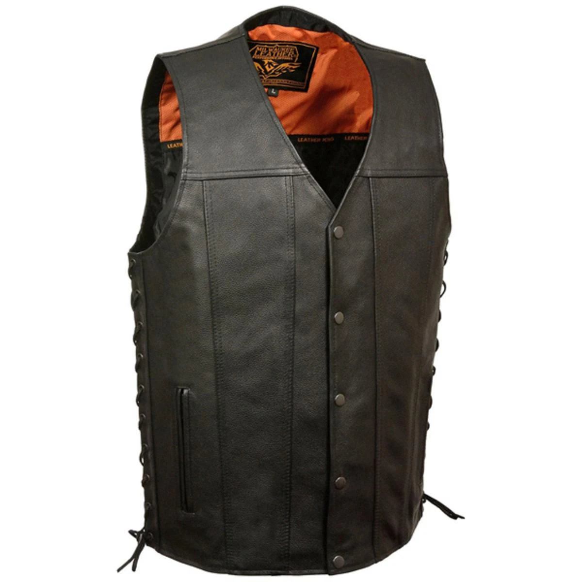 Milwaukee Leather Mens Straight Bottom Side Lace Vest 3 Milwaukee Leather Mens Straight Bottom Side Lace Vest