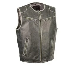 Milwaukee Leather Mens Vintage Distressed Zipper Front Vest