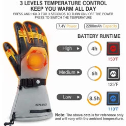Mount Tec Explorer 5 Heated Performance 3 - Finger Ski Gloves -The Warming Store mount tec explorer 5 heated performance 3 finger ski gloves 10