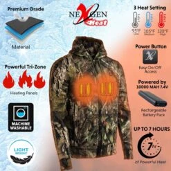 NexGen Heat Mens Camo Breakup Country Heated Zipper Hoodie -The Warming Store nexgen heat men s camo breakup country heated zipper hoodie 38