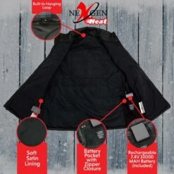 NexGen Heat Mens Puffed Textile Heated Vest -The Warming Store nexgen heat men s puffed textile heated vest 19