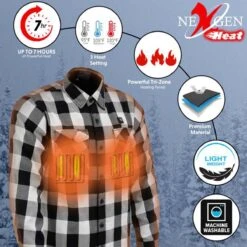 NexGen Heat Mens Riffraff Flannel Long Sleeve Heated Shirt -The Warming Store nexgen heat men s riffraff flannel long sleeve heated shirt 63