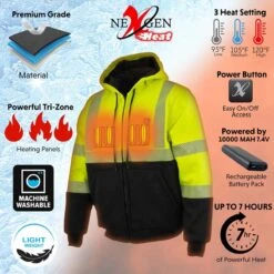 NexGen Heat Mens Sledge High-Viz Textile Heated Jacket -The Warming Store nexgen heat men s sledge high viz textile heated jacket 18