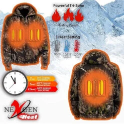 Nexgen Heat Womens 7V Heated Zipper Hoodie -The Warming Store nexgen heat women s 7v heated zipper hoodie rechargeable battery pack included 10