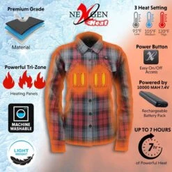 NexGen Heat Womens Bonnie Flannel Long Sleeve Heated Shirt -The Warming Store nexgen heat women s bonnie flannel long sleeve heated shirt 42