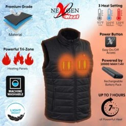 NexGen Heat Womens Puffed Textile Heated Vest -The Warming Store nexgen heat women s puffed textile heated vest 16
