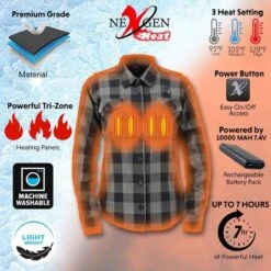 NexGen Heat Womens Standard Bonnie Flannel Long Sleeve Heated Shirt 11 NexGen Heat Womens Standard Bonnie Flannel Long Sleeve Heated Shirt -The Warming Store nexgen heat women s standard bonnie flannel long sleeve heated shirt 40