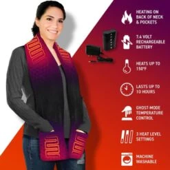 Open Box Aheata 7V Battery Heated Fleece Scarf -The Warming Store open box aheata 7v battery heated fleece scarf 12