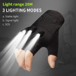 Savior Heat LED Flashlight Half Finger Cycling Gloves With Rechargeable Battery -The Warming Store savior heat led flashlight half finger cycling gloves with rechargeable battery 134