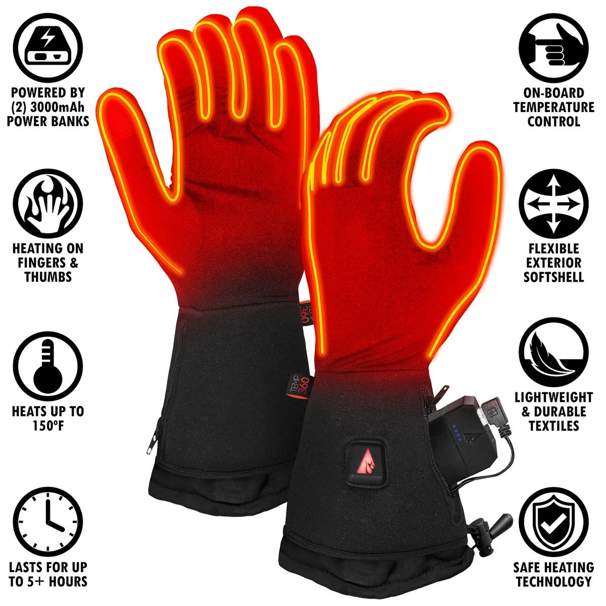 Temp360 5V Womens Heated Glove Liners 6 Temp360 5V Womens Heated Glove Liners - Image 4