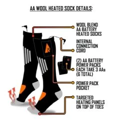 Temp360 Wool AA Battery Heated Socks -The Warming Store temp360 aa battery heated socks wool 108