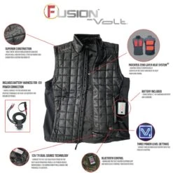 Volt Heat Fusion 12V/7V Dual Source Heated Vest With Bluetooth Therm Controller Switch -The Warming Store volt heat fusion 12v 7v dual source heated vest with bluetooth therm controller switch 124
