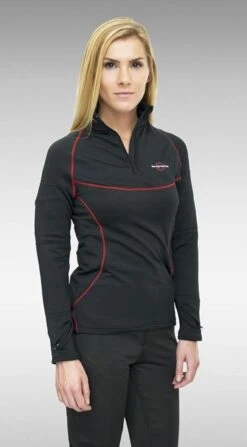 Warm & Safe Womens Black Heated Layer Long Sleeve Shirt - 7.4V Kit With Battery